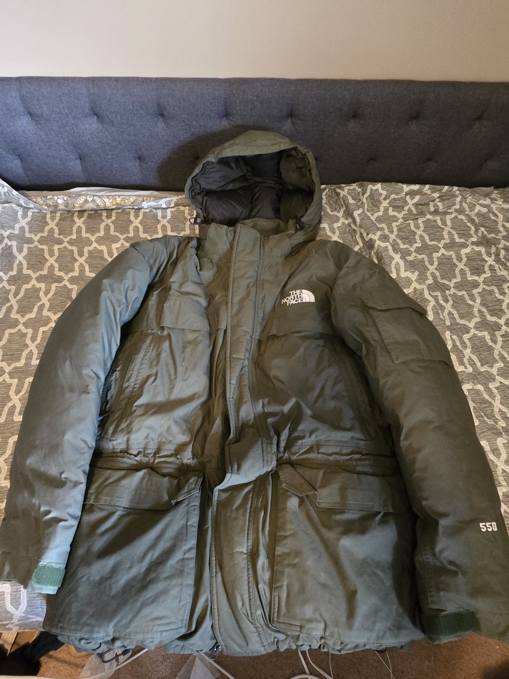 The North Face Men’s Olive Green Insulated Parka - 550 Fill